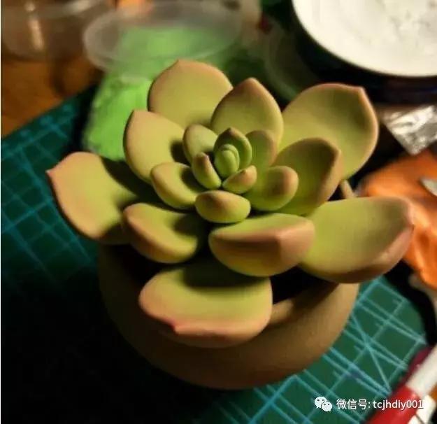 手工DIY彩泥粘土多肉植物盆栽制作教程分享