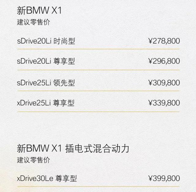 新款宝马X1正式上市，售价27.88万起，网友：小号X3