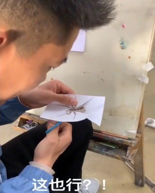 美术生在教室，画蜘蛛捉弄女老师，老师：我想认真上课，太难了
