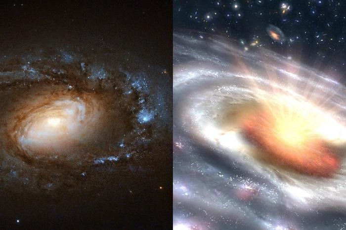 科学家观察到了六个星系突然向类星体喷发的奇景