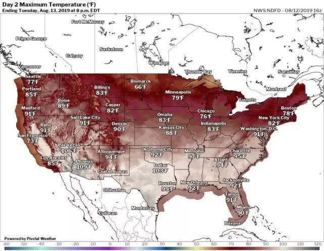 近日，美国多地有如“火灾”一般，几十州美国人都在过桑拿天气