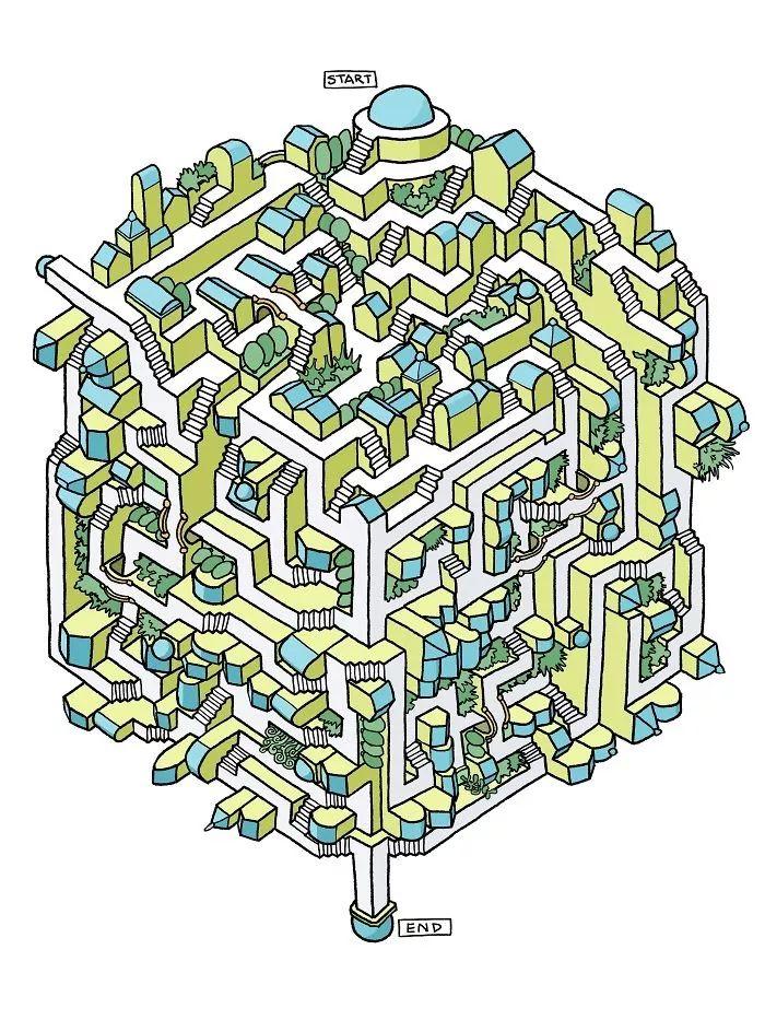 他画出史上最难3D迷宫，一幅图画2天，走出来要半个小时