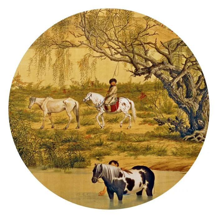 百駿圖 百馬絵 希少 美術品 長さ275cm 中国美術 清朝 朗世寧 - 絵画