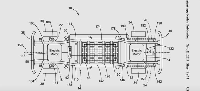 将电池包放在车架的横梁中 福特为纯电动F-150申请新专利