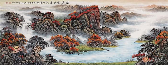 客厅沙发背景墙挂画，山水画笔造万象墨生辉