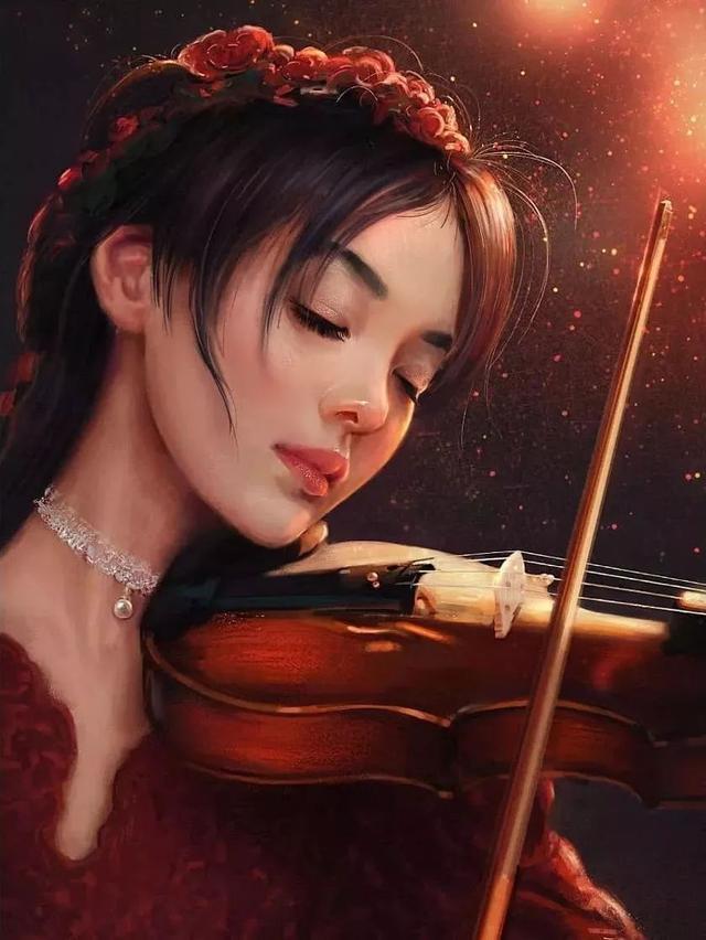 阿尔油画，美女沉思中的动人，特别的色与形，特别的美，秀色可餐
