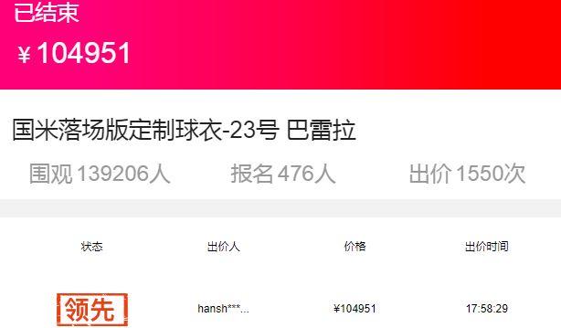 41万4305元！国米五件战袍拍卖结束，巴雷拉最高价，将捐给武汉