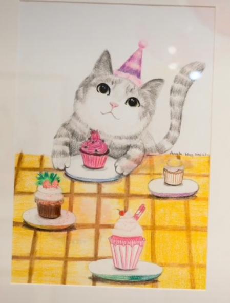 王诗龄画小猫吃甜点栩栩如生 网友：四份点心，是有小弟弟了吗？
