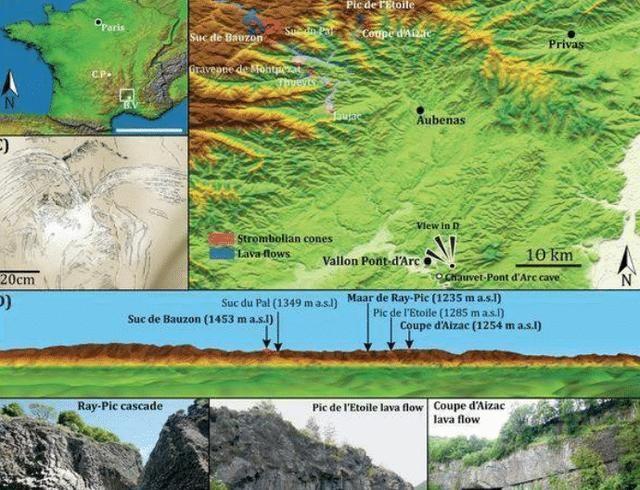 科学家在古代洞穴中发现壁画，是记录火山的图案