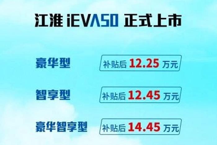 补贴后售价 12.25-14.45 万元 江淮 iEVA50 正式上市