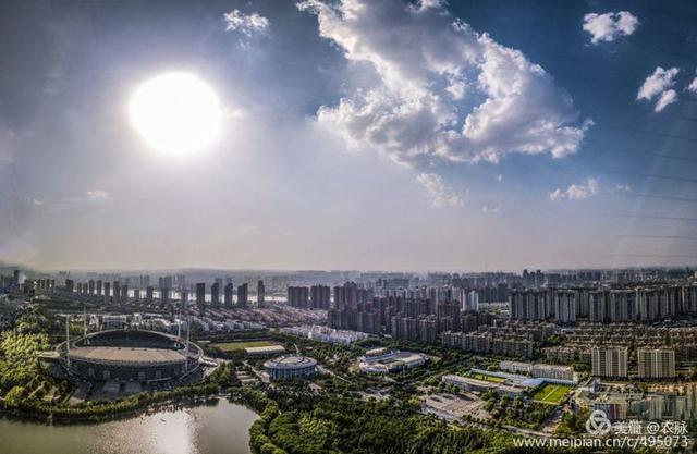 古都洛阳处处美景，洛阳新区凌波湖畔日出日落壮丽风景