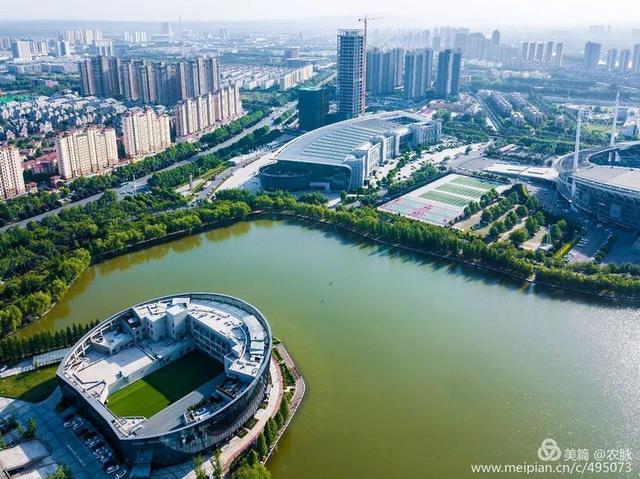 古都洛阳处处美景，洛阳新区凌波湖畔日出日落壮丽风景