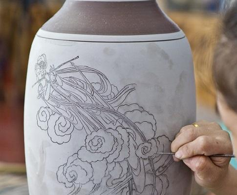 中国四大名陶之 ／ 蓮水紫陶 花鳥柄 茶色 紫陶棗 中国四大名陶之 ／ 蓮水紫陶 花鳥柄 茶色 紫陶棗 - メルカリ