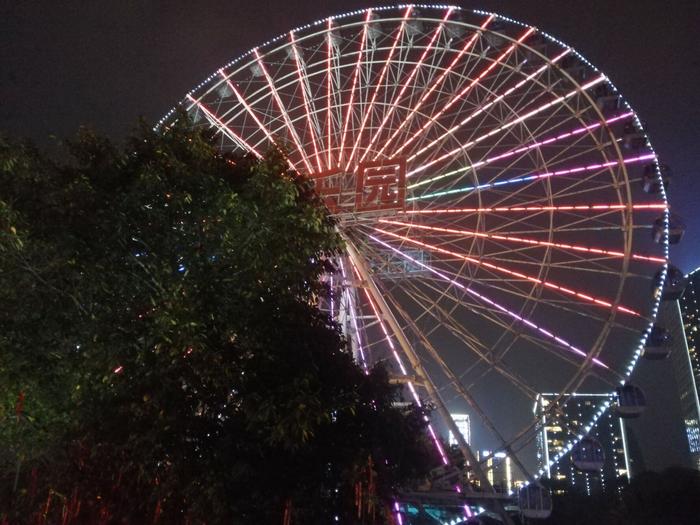 重庆游乐园的摩天轮，在夜空中星光熠熠，唯美浪漫