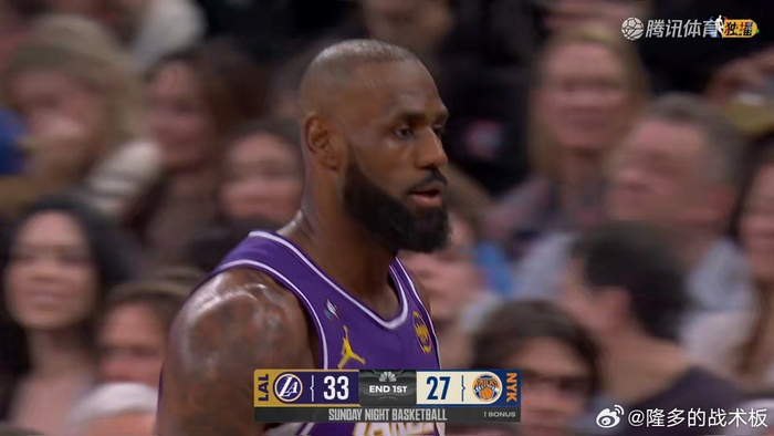 湖人首节33-27领先尼克斯