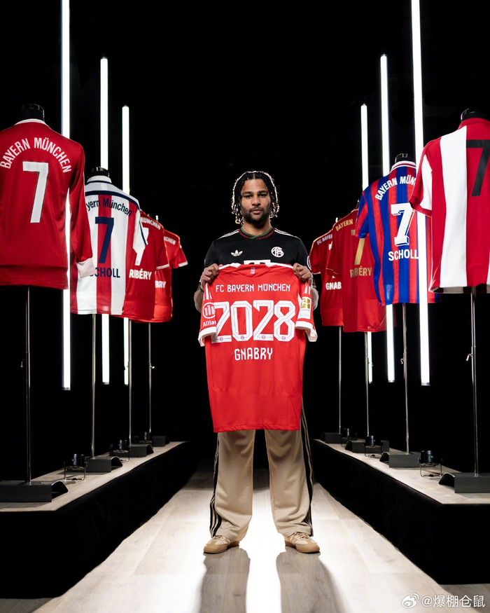 拜仁续约格纳布里至2028年，本赛季26场7球9助追平上季数据