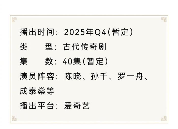 陈晓孙千主演《大生意人》2025年Q4上线