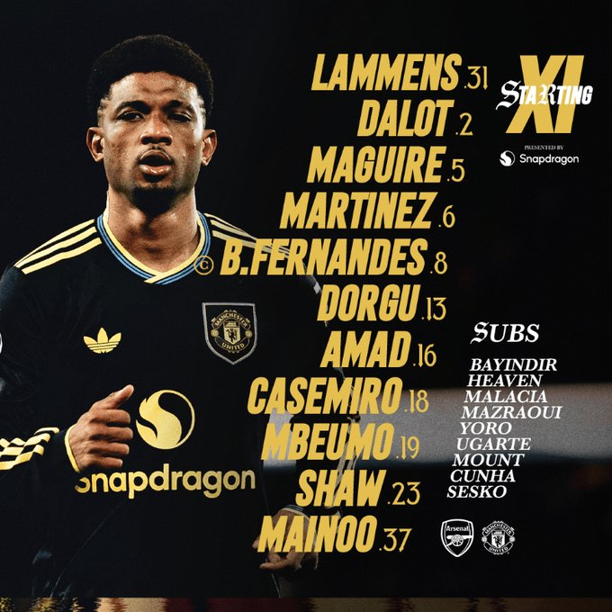 阿森纳对阵曼联首发名单公布，拉亚、拉门斯领衔