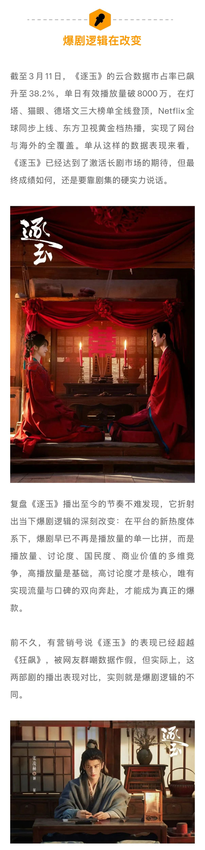 《逐玉》破万播放量,屠户女与落难侯爷组合引热议