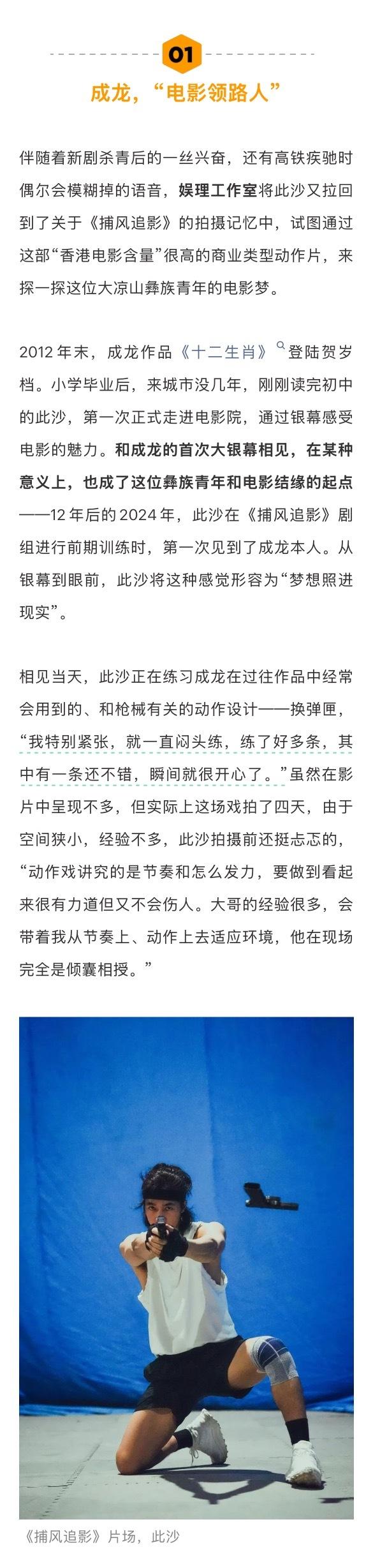 此沙谈《捕风追影》双胞胎角色设计，与成龙梁家辉合作压力大