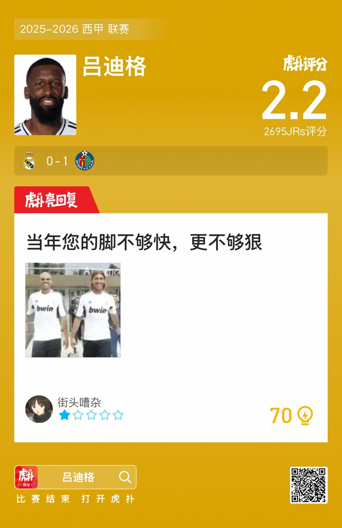 皇马0比1不敌赫塔费，吕迪格表现引关注