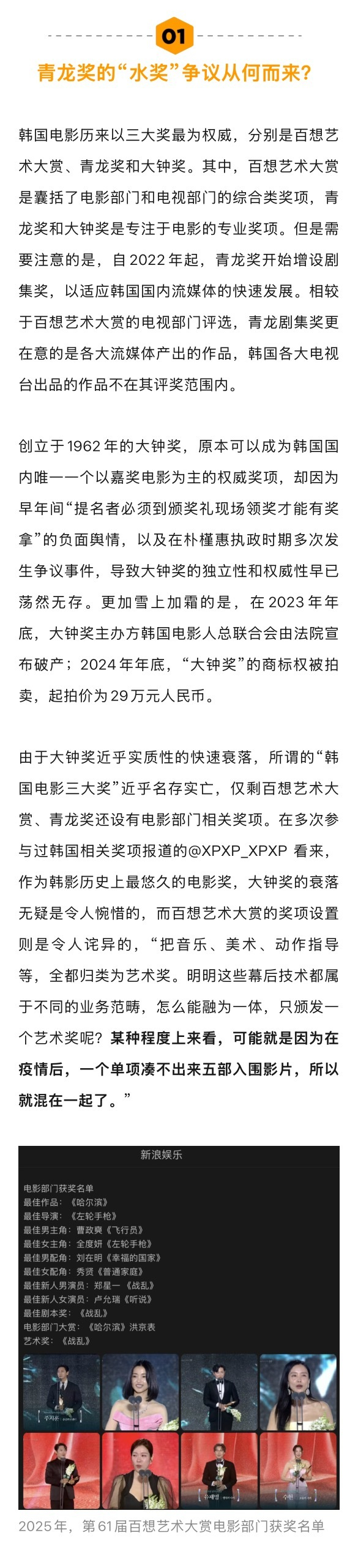 青龙奖争议再起,韩国电影产业危机显现