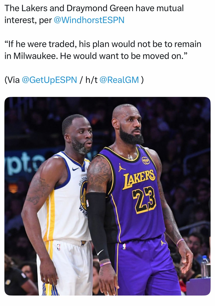 文霍斯特：湖人有意格林，若离勇士拒赴雄鹿