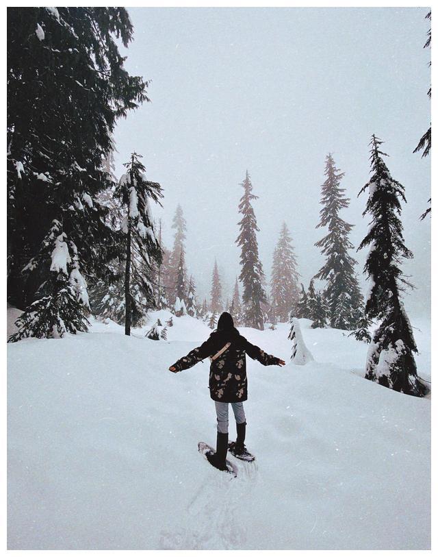 钟丽缇女儿晒雪地行走照片，穿滑雪服一头长发温柔美丽