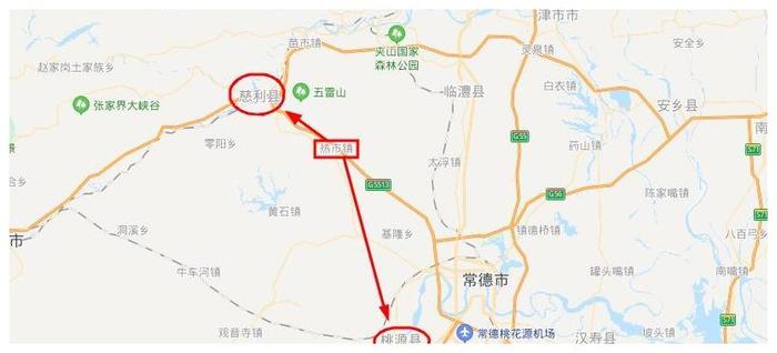 湖南桃源县一个镇，距离慈利县城更近，拥有高速公路互通