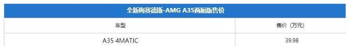 全新AMG A35两厢正式上市 售39.98-42.98万