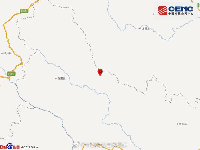 中国地震台网正式测定：04月01日20时23分在四川甘孜州石渠县（北纬33
