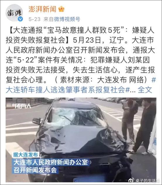 大连车主恶意撞死5人：能开上宝马，社会怎么你了？