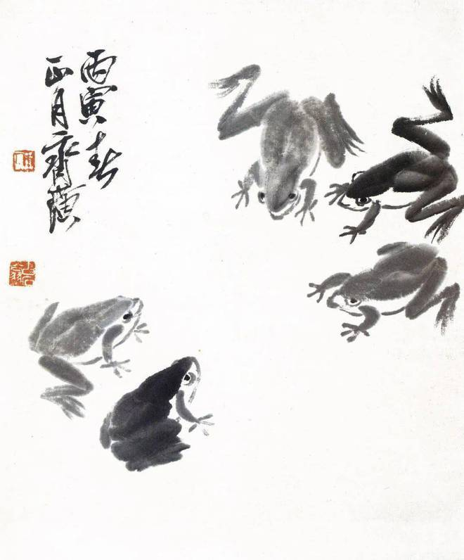 极为罕见，齐白石20世纪20年代画蛙，齐白石书画院院长汤发周发布