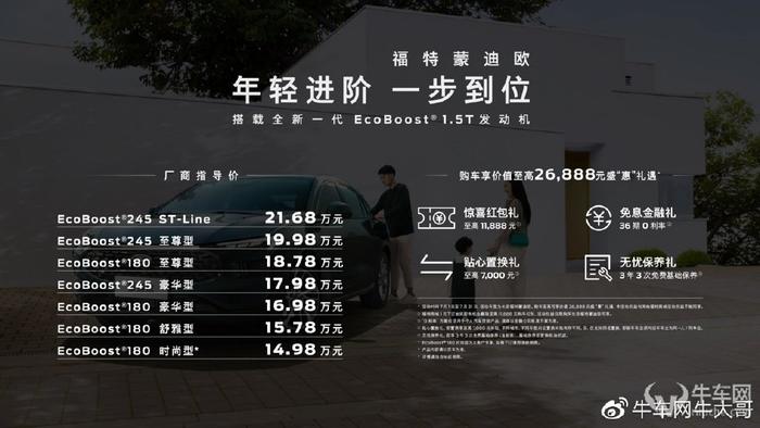 新一代蒙迪欧家族扩列，1.5T车型上市 售14.98万起