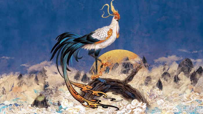 山海经异兽：重明鸟，重瞳状鸡鸣凤，常被贴在门窗上