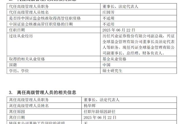杨华辉辞任董事长，庄园芳接棒，兴证全球基金营收三连降