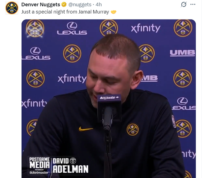 穆雷狂轰45分连刷四纪录！近三战109分势头猛烈 阿德尔曼：他扛起球队