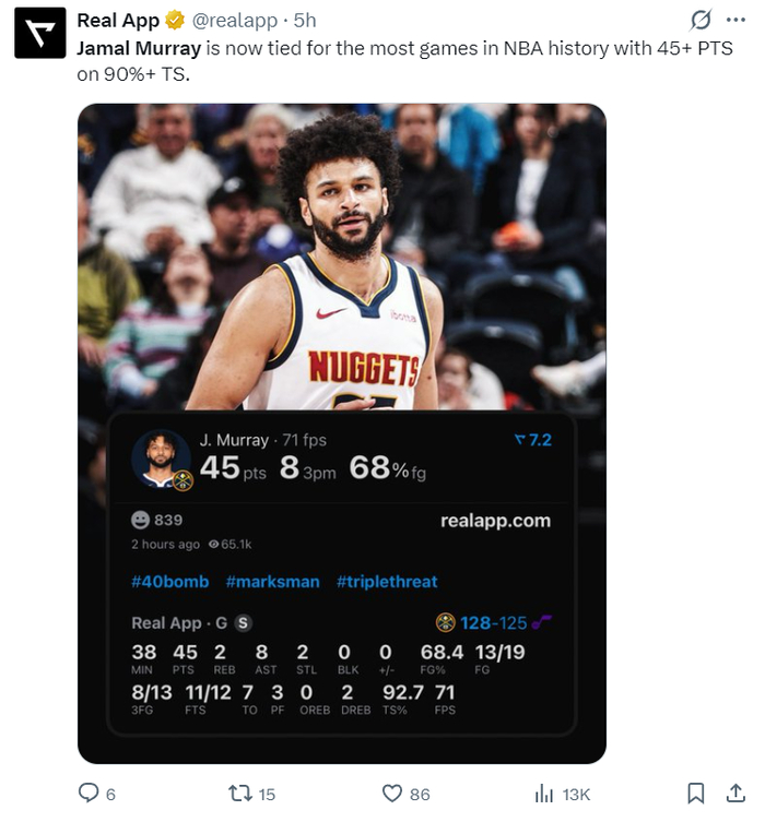 穆雷狂轰45分连刷四纪录！近三战109分势头猛烈 阿德尔曼：他扛起球队