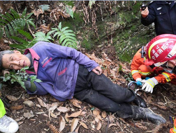 80多岁老人上山砍竹子 遭遇 野猪夹  宁海消防紧急出动成功救援