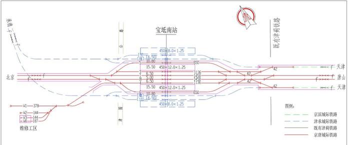 京唐城际铁路上建筑规模最大的一座中间站——宝坻南站