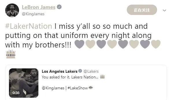 NBA停赛近一个月，詹姆斯社媒喊话湖人队员，他是不是等不起了？