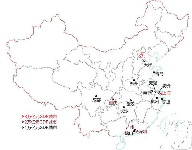 华北天津市和华东南京市，位居“超万亿元GDP城市”中的第四梯队