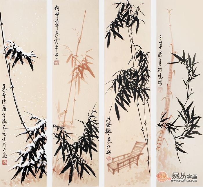 国画竹作品赏析 清雅动人的墨竹国画欣赏