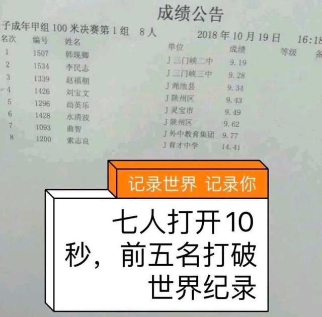 乌龙！中国1中学生比赛5人“破”博尔特世界纪录，7人破10秒大关