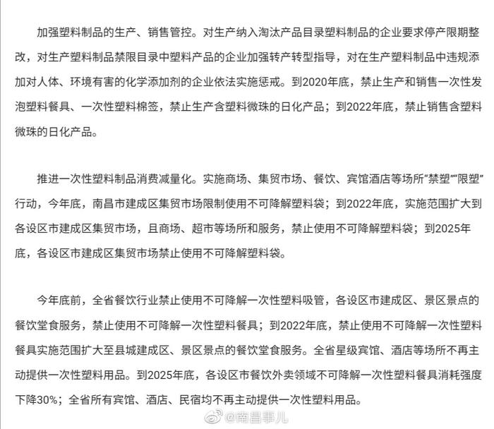 南昌史上最强“限塑”令 商超等场所禁止使用不可降解塑料袋