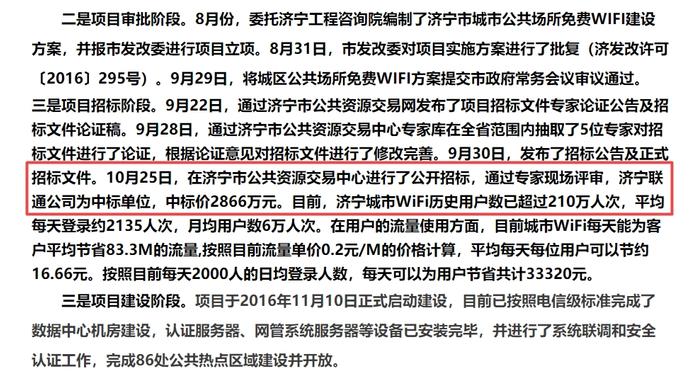 3年前济宁联通2866万元中标城区WIFI项目 今问题多形同虚设被整改