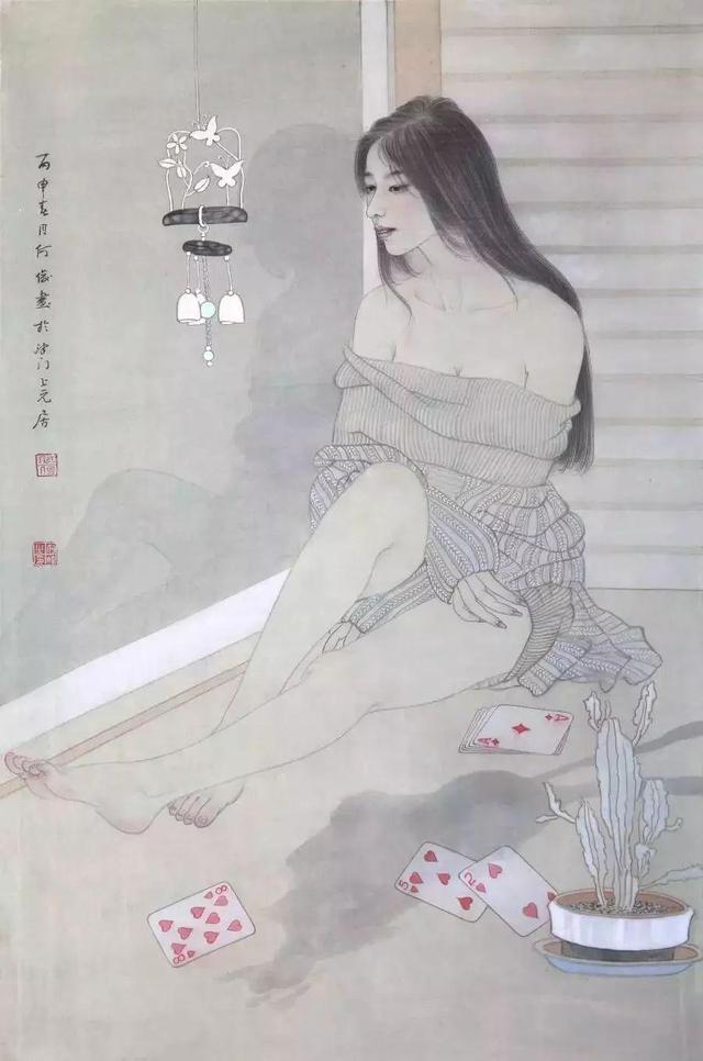 青年艺术家何俊工笔画中的别样东方古典少女韵味