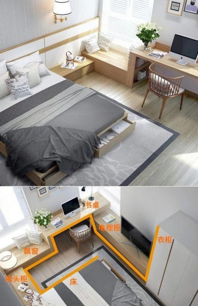 连接一体化的家具，装完整个房间都清爽多了，简洁大方还省空间！