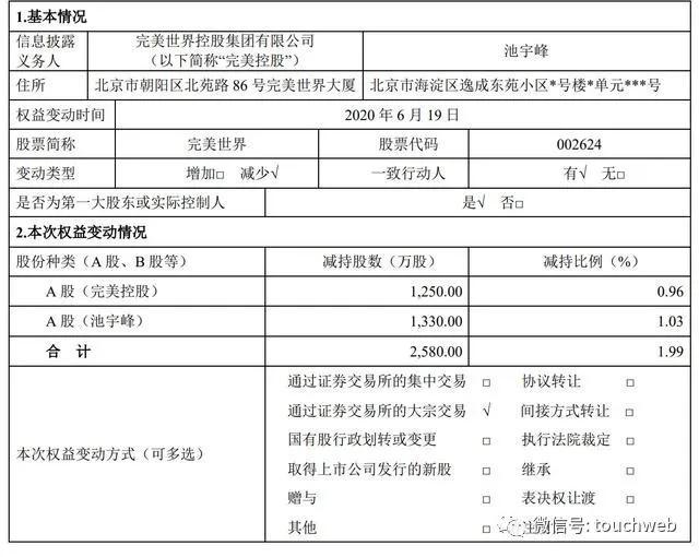 完美世界引入东富锐进为第三大股东 完美控股套现近29亿