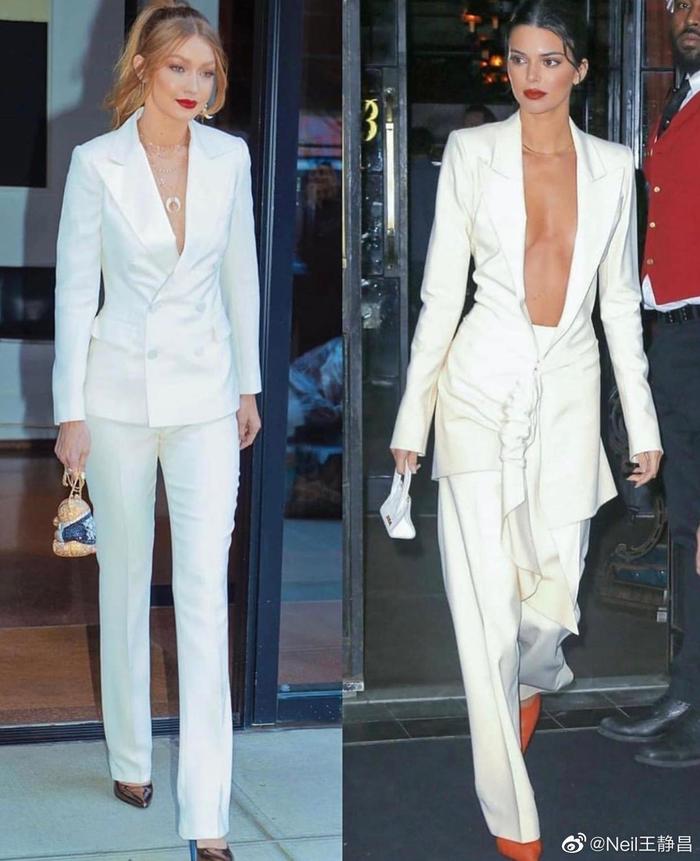 当Gigi Hadid和Kendall Jenner穿相似的衣服，两人的对比！